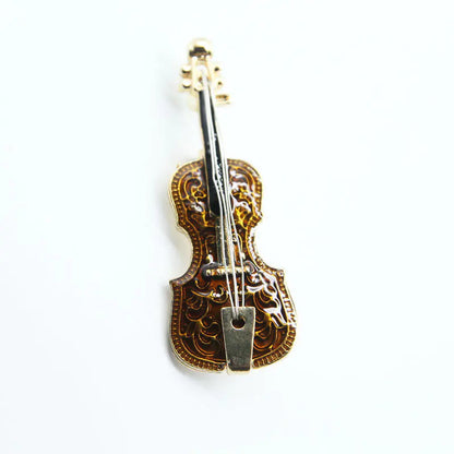Violin Brooch with Alloy Enamel Design