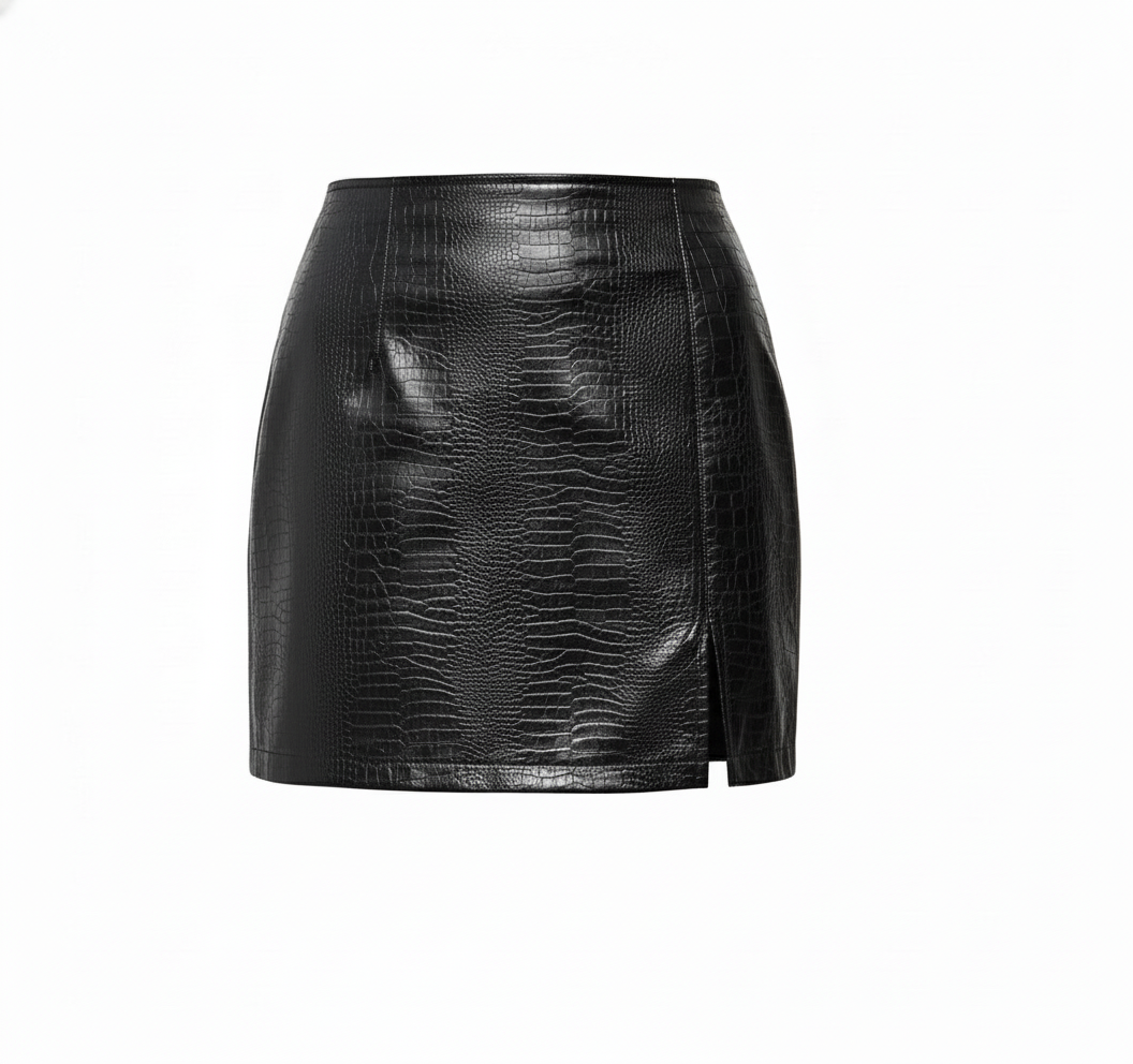 Premium High Waist Black Leather Skirt