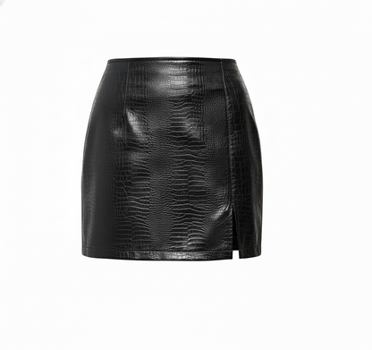 Premium High Waist Black Leather Skirt