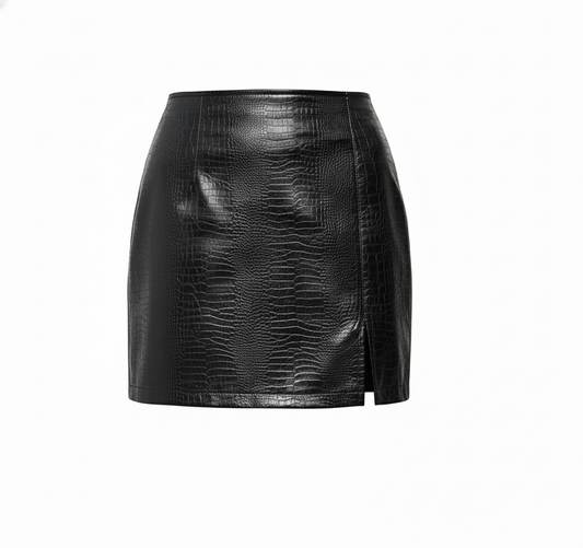 Premium High Waist Black Leather Skirt