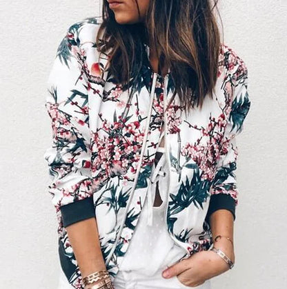 Printed Baseball Jacket - Short Style