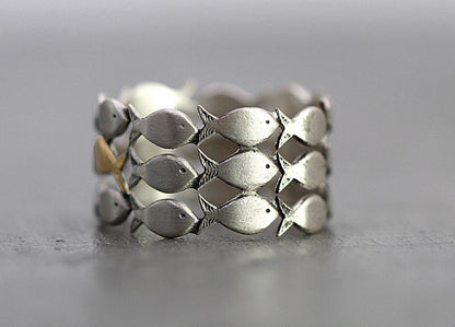 Handmade Two-Tone Fish Shaped Open Ring Jewelry