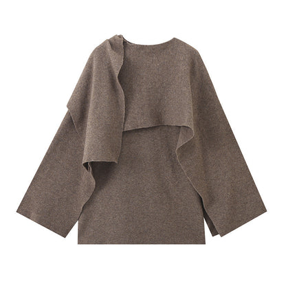 Women's  Asymmetric Scarf Loose Knitted Poncho