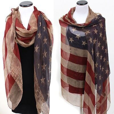 US Flag Print Bali Scarf - Sun Protection Shawl