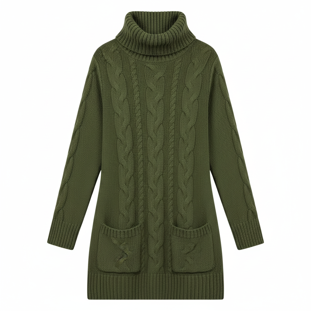 Knitted Turtleneck Sweater Dress