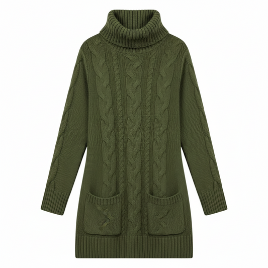 Knitted Turtleneck Sweater Dress