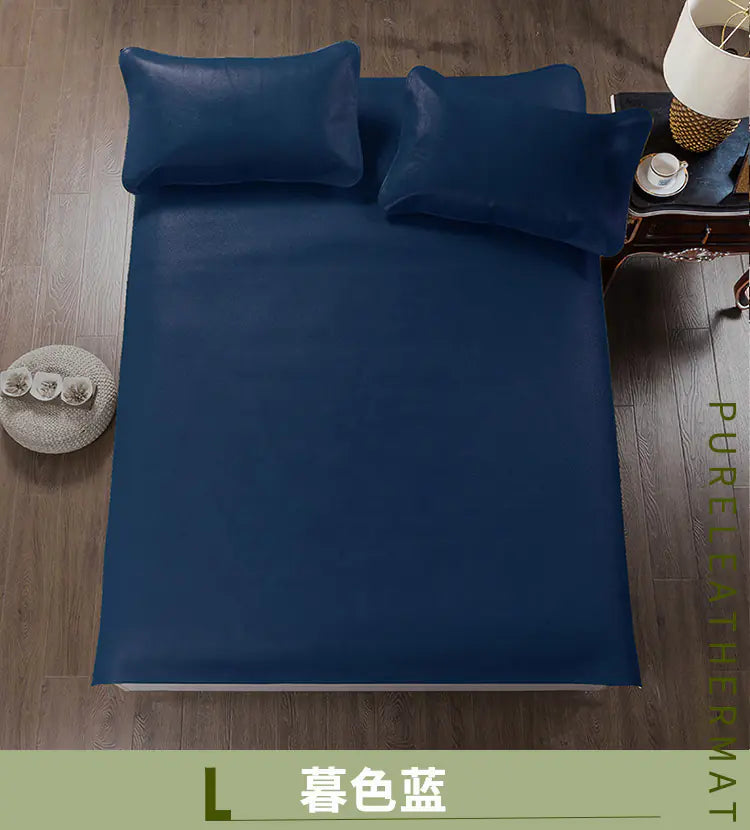 Premium Solid Color Buffalo Leather Mat Set (3 Pieces)