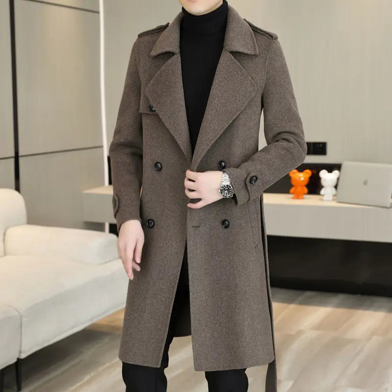 Men's Handmade Double-Sided Woolen Coat for Fall/Winter