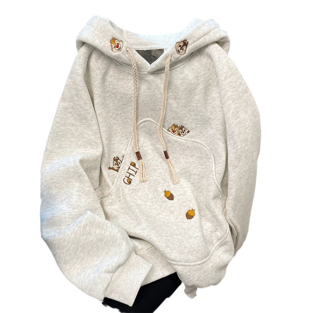 Cartoon Embrioded Hoodie