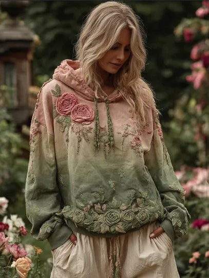 Vintage Versatile Lace-up  Hooded Sweatshirt