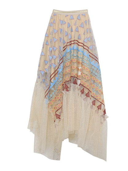 Bohemian Irregular Mesh Skirt for Women