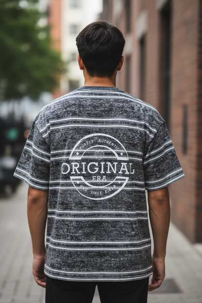 Snow Washed Striped Boxy T-Shirt