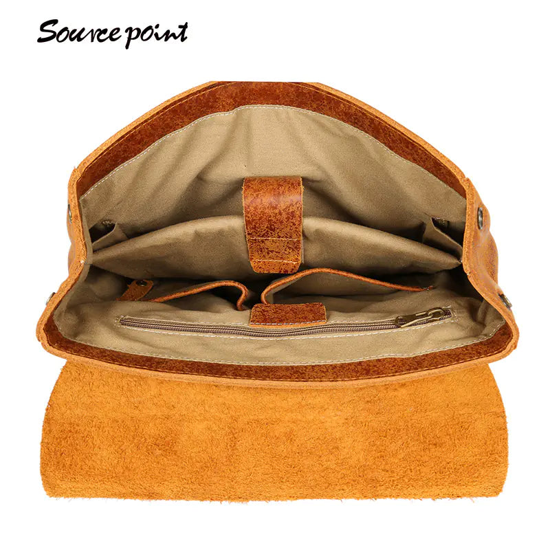 Genuine Leather College Style Backpack