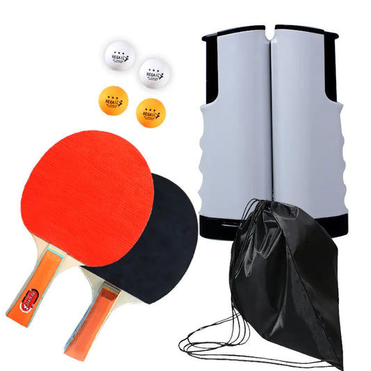 Regail Portable Table Tennis Racket Set with Net (4 Balls)