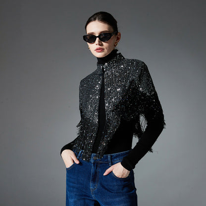 Autumn And Winter Sequined Tassel Shawl