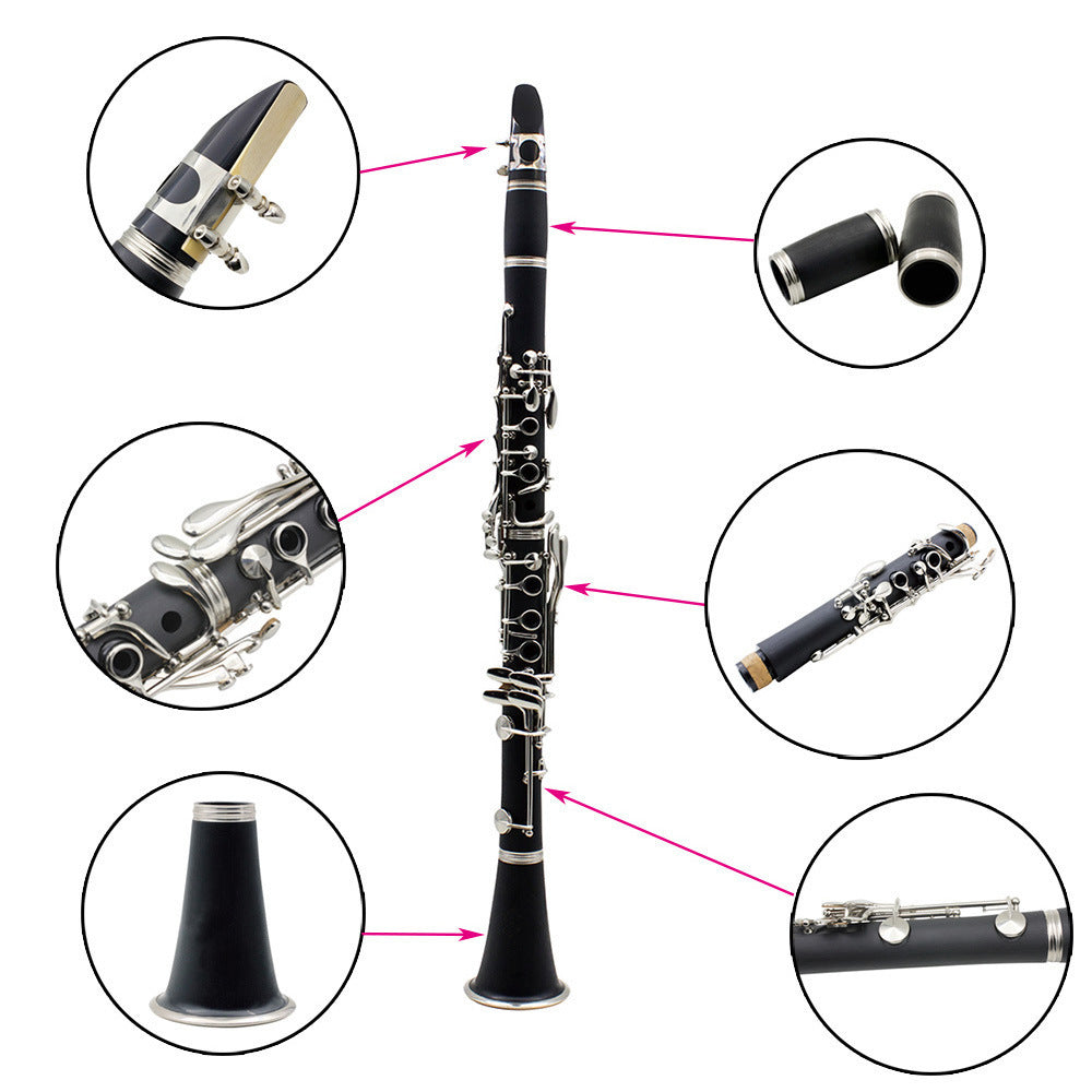 Clarinet Bakelite Nickel Plated Clarinet 17 Key -  Beginner Grade