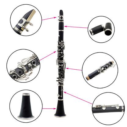 Clarinet Bakelite Nickel Plated Clarinet 17 Key -  Beginner Grade