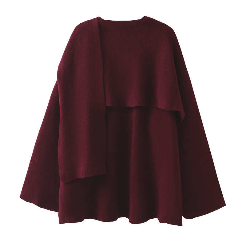 Women's  Asymmetric Scarf Loose Knitted Poncho