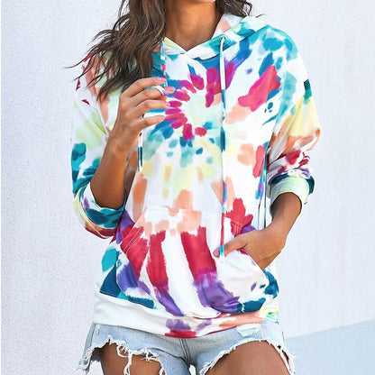 Women's Loose Tie-dyed Printed Hoodie
