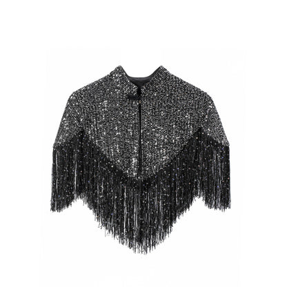 Autumn And Winter Sequined Tassel Shawl