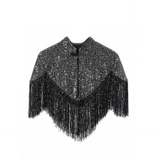 Autumn And Winter Sequined Tassel Shawl