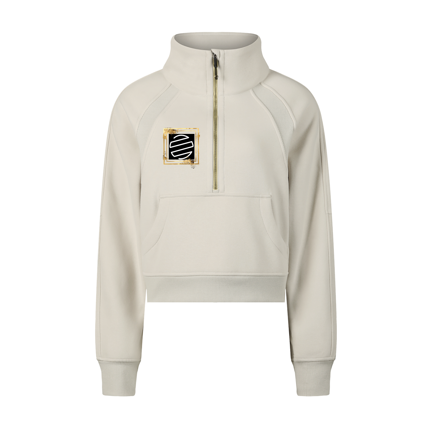 Accent Gold Cropped Half-Zip Sweatshirt