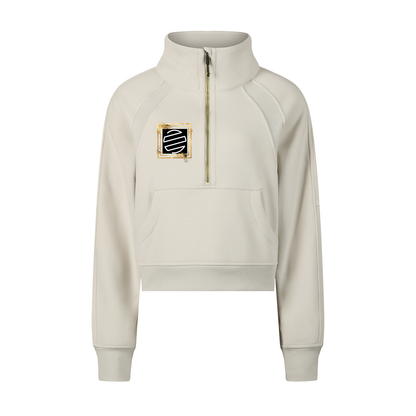 Accent Gold Cropped Half-Zip Sweatshirt