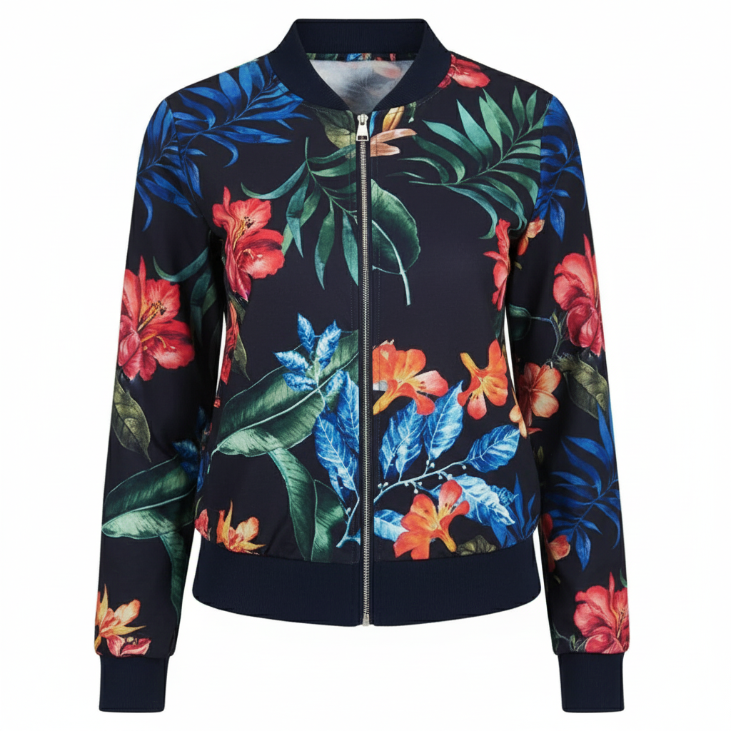 Chic Short Baseball Jacket with Print