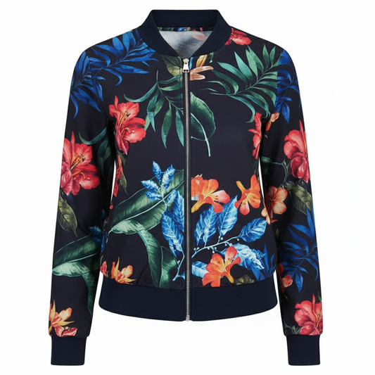 Chic Short Baseball Jacket with Print