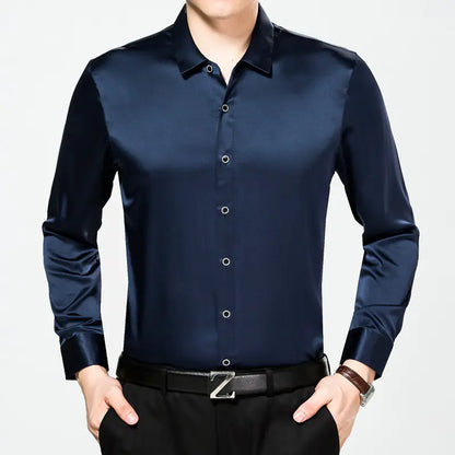 High-End Pure Color Silk Shirt