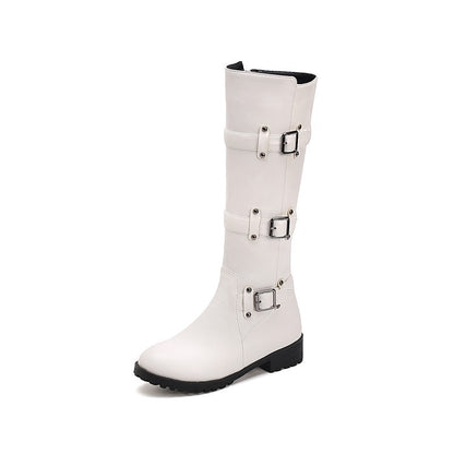 Belt Buckle Knee High Boots for Women (Sizes 40-48)