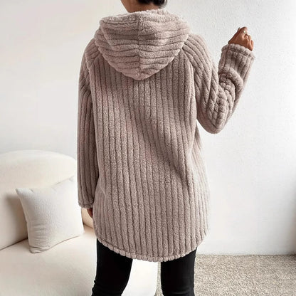 Women's Long Sleeve Loose Casual Curved Hem Hoodie