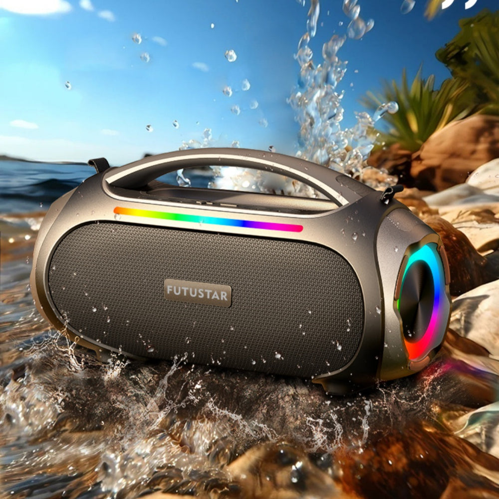 60W Portable Wireless Waterproof Camping Extra Bass Bluetooth Speaker - RBG Lights