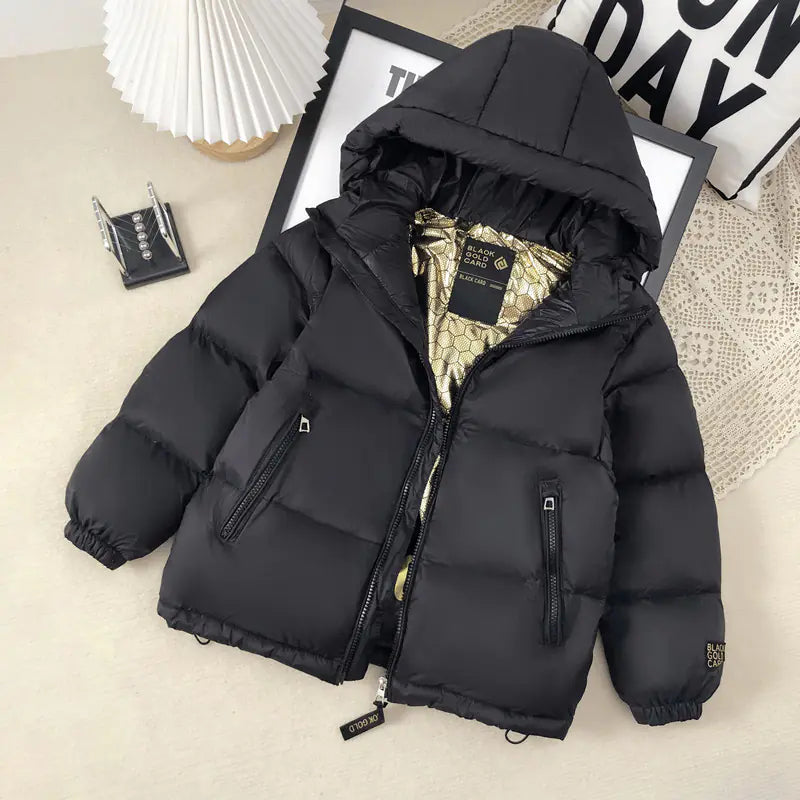 Children's Trendy Black Gold Down Jacket