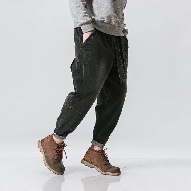 Retro Casual Belted Jeans for Men