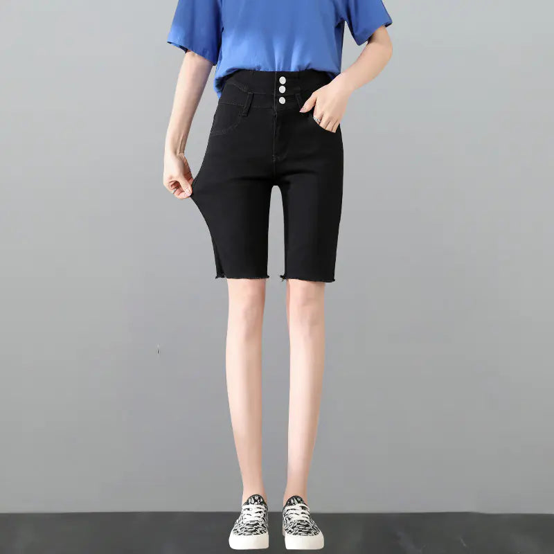 High-Waisted Skinny Black Pencil Jeans