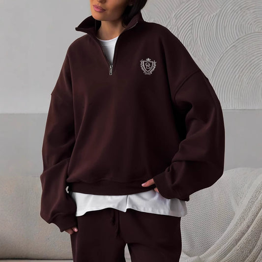 Comfortable Letter Crew Neck Terry Sweater