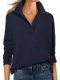 Solid Color V-neck Long Sleeve Top