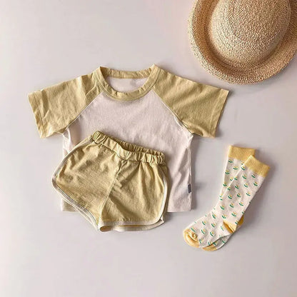 Kids Color Block T-Shirt & Shorts Set