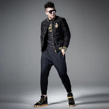 Men's Velvet Embroidered Baseball Jacket