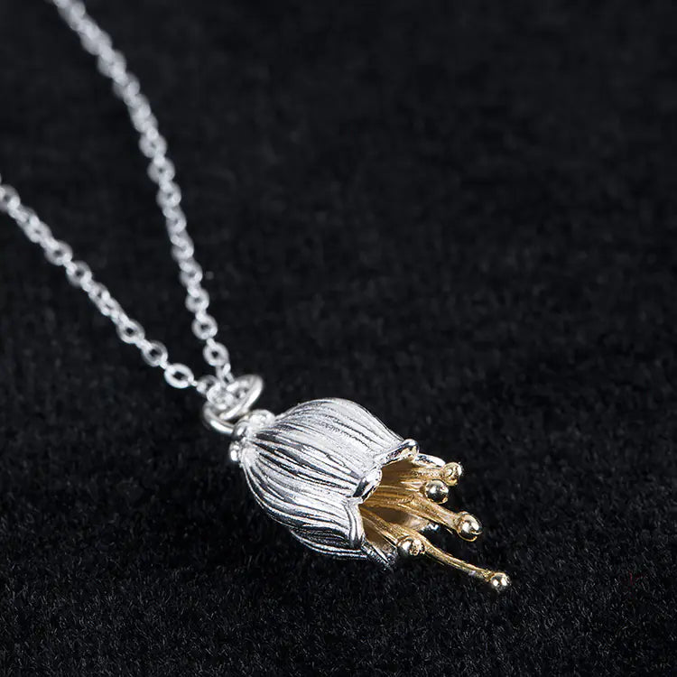 S925 Silver Flower Pendant Vintage Style Necklace