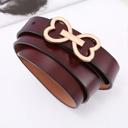 Chic Heart-Shaped Women's Leather Belt