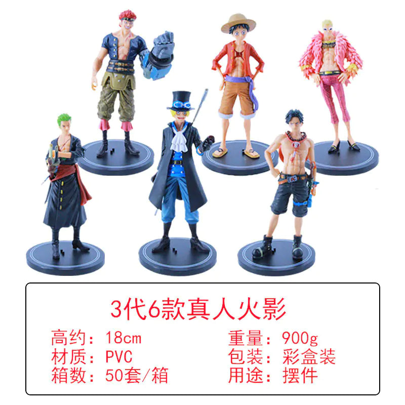 One Piece 6 Character Action Figure Set (18cm Models)