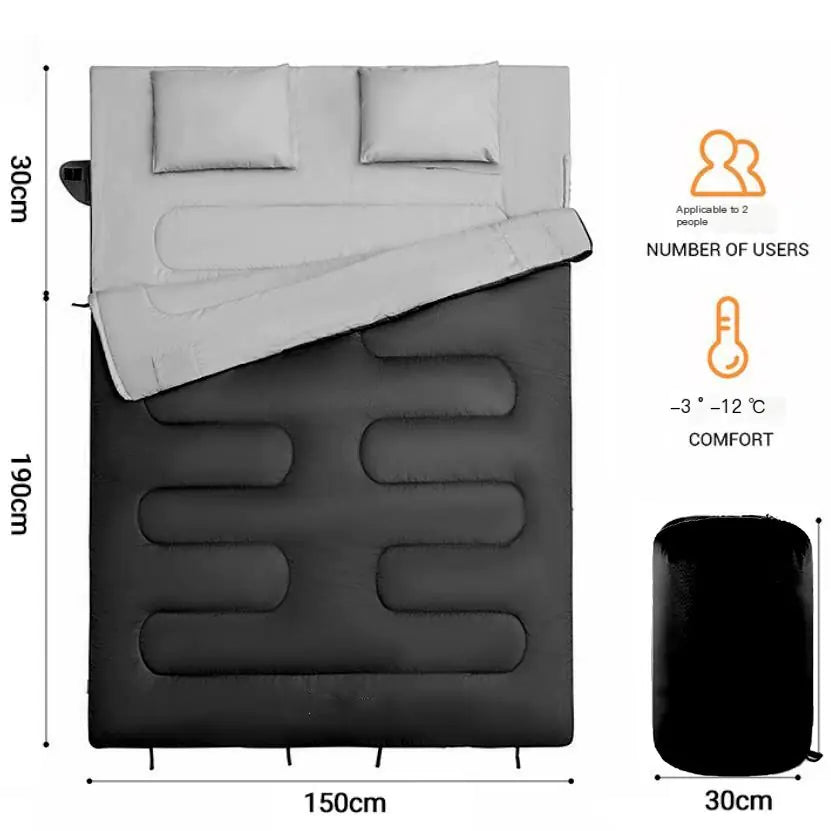 Couples Outdoor Camping Sleeping Bag, Waterproof & Washable