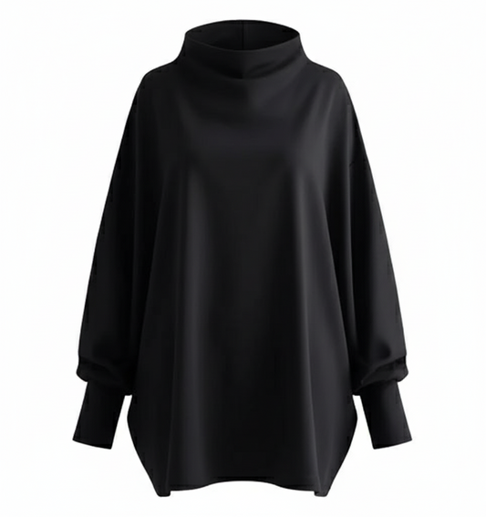 Women’s High-Neck Black Blouse