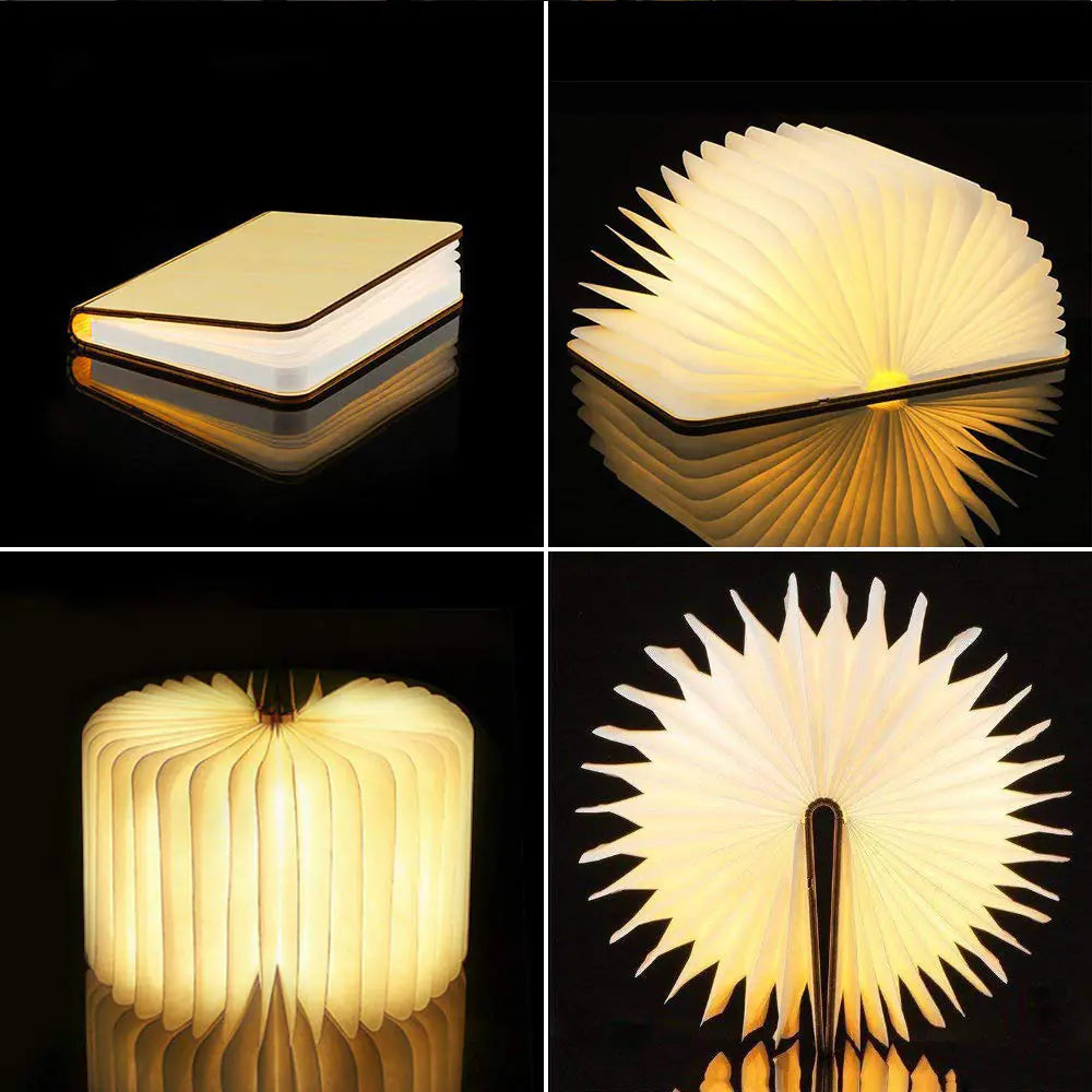 Creative LED Wooden Book Lamp with USB Charging