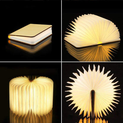 Creative LED Wooden Book Lamp with USB Charging