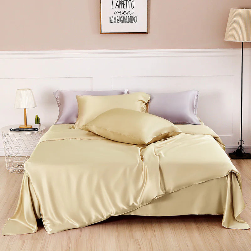 Solid Color Nordic Silk Bedding Set
