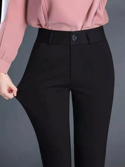 Women's Black Straight-Leg Suit Pants