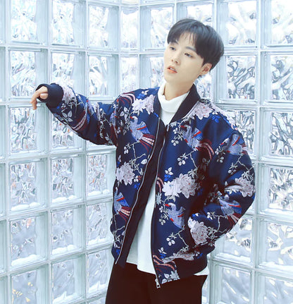 Embroidered Hip Hop Jacket - Baseball Style